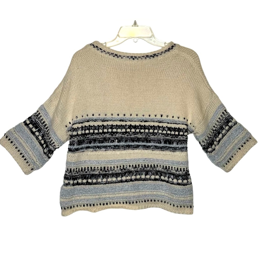 Matilda Jane Good Hart Azle Sweater 3/4 Sleeve Cream With Navy/Powder Blue Sz S - Picture 4 of 9